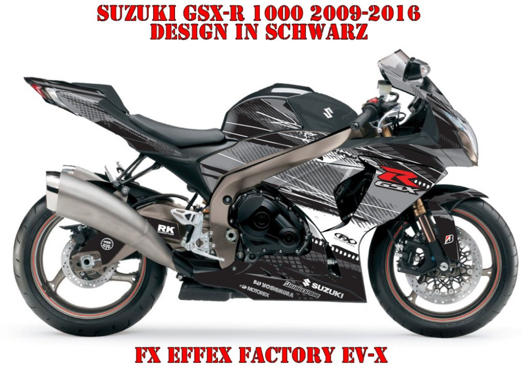 Beispiel Bild für die Farben, EV-X Schwarz für Suzuki GSX-R 1000 2009-2016